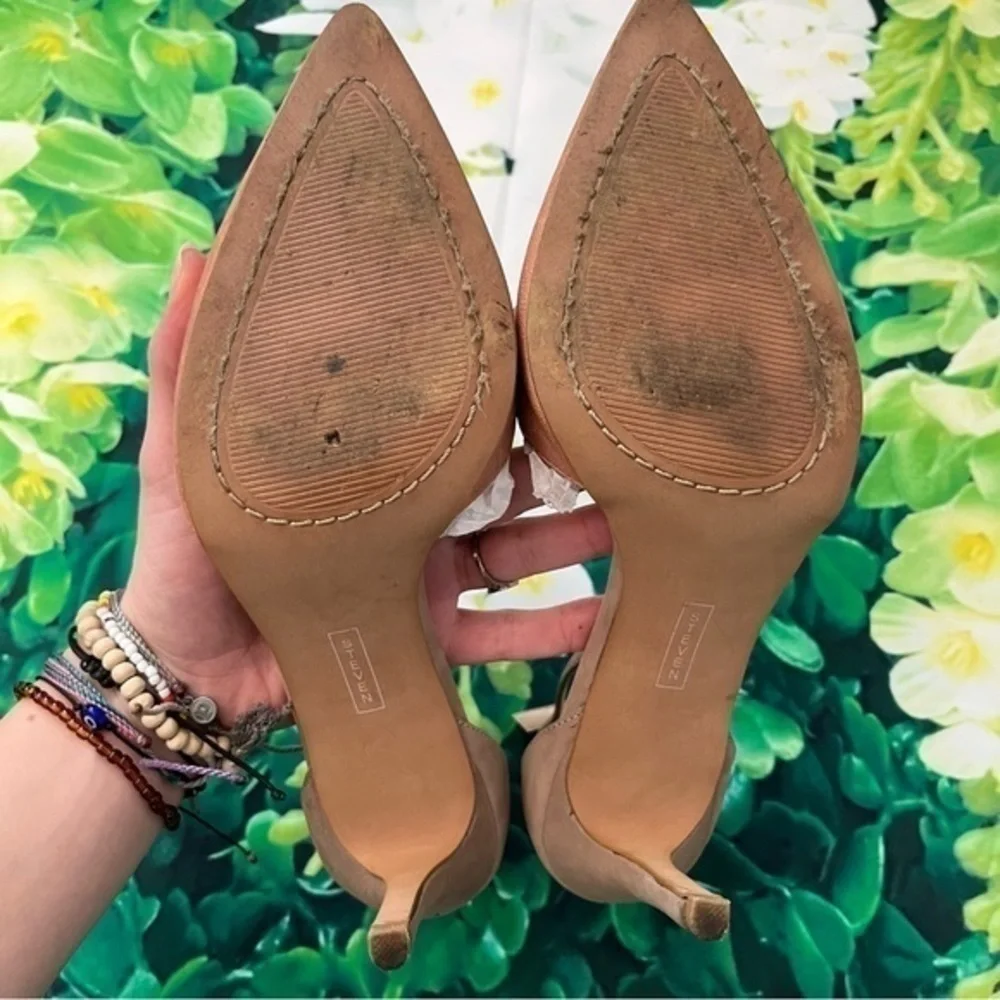 Steven By Steve Madden Anibell Peach Pink Leather Point Toe Heels Size 8.5